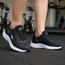 Women's Sneakers: Comfortable And Lightweight For Running And Gym - Black/White - View 5
