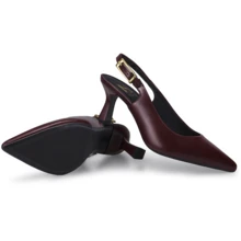 Loris Shoes Oficial Women's Slingback Pump With Medium Stiletto Heel And Buckle On The Upper - Elegant And Dressy 028 - 紅木色 - 查看 4