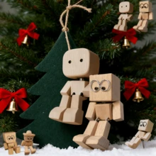 Handmade Shaking Wooden Man Figurine - Shaking Feet For Car Decoration - Wood Color - View 3