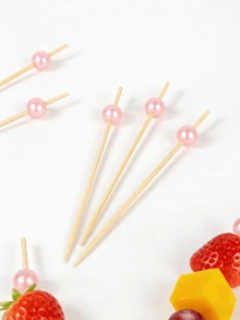 200/100支粉色珍珠水果蛋糕一次性水果签，适用于派对甜点、蛋糕、饮品、开胃菜、三明治、水果、圣诞派对用品、圣诞礼物 - 查看 7