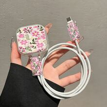 3pcs Set: Data Cable, Charger Protector Case With Colorful Tassel Floral Pattern, Suitable For 20W UK Apple Fast Charger, Great Gift For Friends, Christmas Gift - Multicolor - View 12