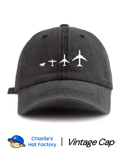 1 pieza Gorra de béisbol unisex retro lavada - Estampado creativo de evolución de avión - Múltiples colores vintage disponibles - Gorra de papá ajustable y suave adecuada para pilotos, viajeros y entusiastas de la aviación como regalo