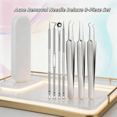 Cell Clip 8pcs, Ultra-Fine Acne Needle Set, Blackhead Clip, Tweezers, Beauty Salon Special Picking, Acne Scraping And Closing Tools, Stainless Steel Tweezers