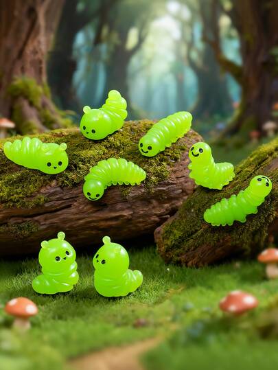 16pcs Cute Mini Figurines, Moss Micro Landscape Decor Accessories, Desk/Room Decor Stress Relief Ornaments, DIY Gardening Scenery, Soft Plush Texture Vivid Colors, Suitable For Micro Landscape, Desk, Room Decor