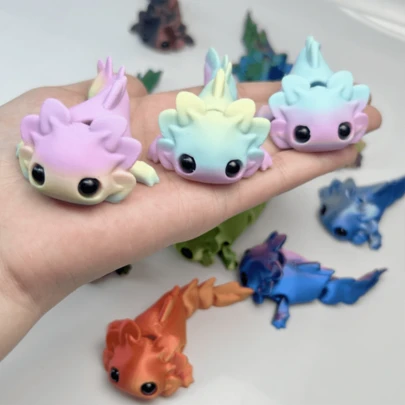 1pc 3D Printed Cute Axolotl Figurine Doll, Movable Joints Adorable Axolotl Desk Decor, Home Decoration, Party Favor, Wedding/Birthday/Halloween/Christmas/Thanksgiving/Valentine's Day/New Year Gift (Assorted Colors, Not Limited To Shown)