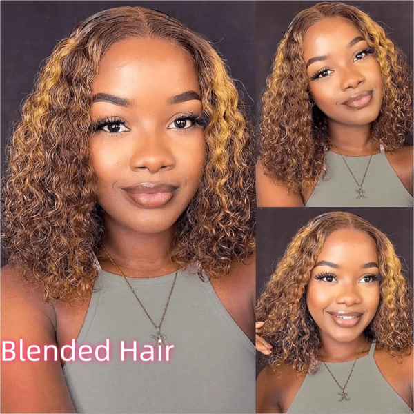 4/27 Highlight Lace Front Wig, 13x4 Deep Wave Short Bob Synthetic Hair Wig, Luxury 24 Inch Deep Wave Curly Wig For Women - African Curly Style, 180% Density, 4x4 Lace Closure, No Glue Wet Wave Styling - Perfect For Cosplay, Party, Business, Christmas, Music Festival, Valentine's Day