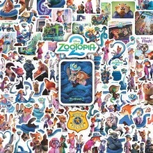 100张迪士尼《疯狂动物城2》贴纸，包括朱迪·霍普斯、尼克·王尔德、加里、闪电、芬尼克、博戈局长、剪羊毛工等角色，防水贴纸，适用于书籍、日记本、手机壳、笔记本电脑、平板电脑、水瓶等，适合作为节日、生日礼物或奖励。 - 彩色 - 查看 11