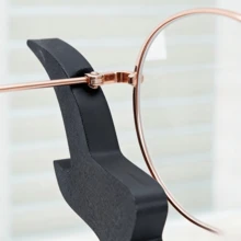 Premium Wooden Eyeglasses Storage Stand, Artistic Face Design, Convenient & High-Quality Eyewear Organizer For A Beautiful Display - Black - View 5