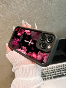 1pc Minimalist Elegant Cross Pattern Printed TPU Shockproof Phone Case, Suitable Compatible With Apple 17 Pro Max/17/16/15 Pro Max/15 Plus/15 Pro/15/14 Pro Max/14 Plus/14 Pro/14/13 Pro Max/Pro Max/12 Pro Max/12 Pro/12/11 Pro Max/11 - Black - View 5