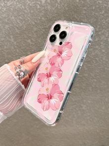 Elegant Hibiscus Flower With Bow Lanyard, Transparent Silicone Cute Shockproof Glossy Phone Case, Compatible With IPhone 15/15 Pro Max/15 Pro/15 Plus/11/12/13/14/16 Pro Max/XS/XR/11 Pro/11 Pro Max/12 Pro/12 Pro Max/13 Pro/13 Pro Max/7 Plus/14 Pro/14 Pro Max/14 Plus/16 Pro/16 Plus/7 Plus/8 Plus/8/SE2, S25/S24/S23/A55/A54/A53/A23 Series - Multicolor - View 4