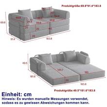 [Patented Design] Chenille 2-In-1 Sofa Bed With Built-In Storage In The Armrests, Three Metal Frames, Multiple Configurations. Pack Of 2 - 卡其色 - 查看 9