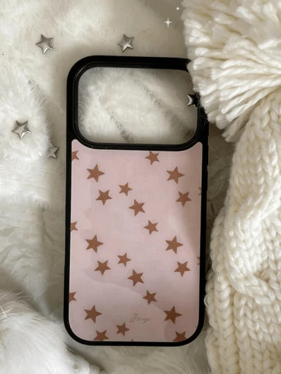 Retro Stars Black Frame Phone Case Compatible With IPhone 12 13 14 15 16 Pro Max 17 Pro Max 14 15 16 Plus 17Air 11 Y2K Minimalist Style Shockproof Black Border Cover For Friend Gift For Women Gift