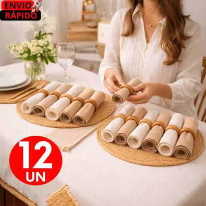 Kit 12 Argolas de Madeira Natural para Guardanapo, Acessório Decorativo para Mesa Posta Sofisticada
