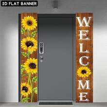 2D Flat Sunflower Design "Welcome" Couplet, Non-Illuminated, Made Of Polyester Fabric - 1 - View 3