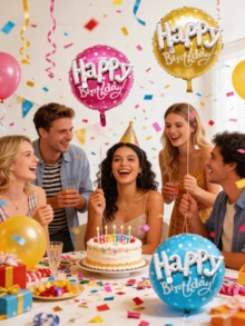 1 set de baloane rotunde din folie de 22 de inci cu mesajul "La mulți ani", decor pentru petrecere de ziua de naștere, ziua de naștere, accesorii pentru petrecere de ziua de naștere, decorațiuni pentru ziua de naștere, accesorii pentru petrecerea de 18 ani - Vizualizare 3