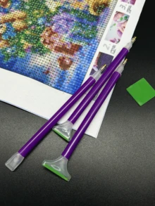 钻石画工具，笔式点钻器，配有3/6/9颗钻石钻头，紫色、蓝色、粉色可选，DIY钻石画手工创作辅助工具 - 套裝 - 查看 4