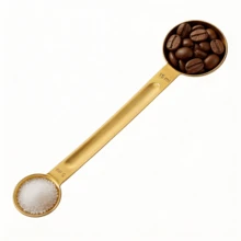 1个双头量勺，403不锈钢材质，咖啡勺，茶匙，1茶匙（5毫升）和1汤匙（15毫升）双头长柄量勺，咖啡量勺 - 403不鏽鋼 - 查看 1