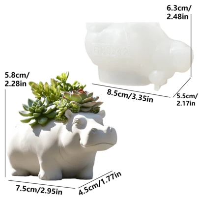 可爱河马造型花盆、笔筒、烛台、硅胶模具，DIY可爱河马先生花盆、笔筒、烛台、硅胶模具，适用于树脂、石膏、粘土、混凝土、水泥工艺品，硅胶模具，复活节及其他节日礼物，家居装饰