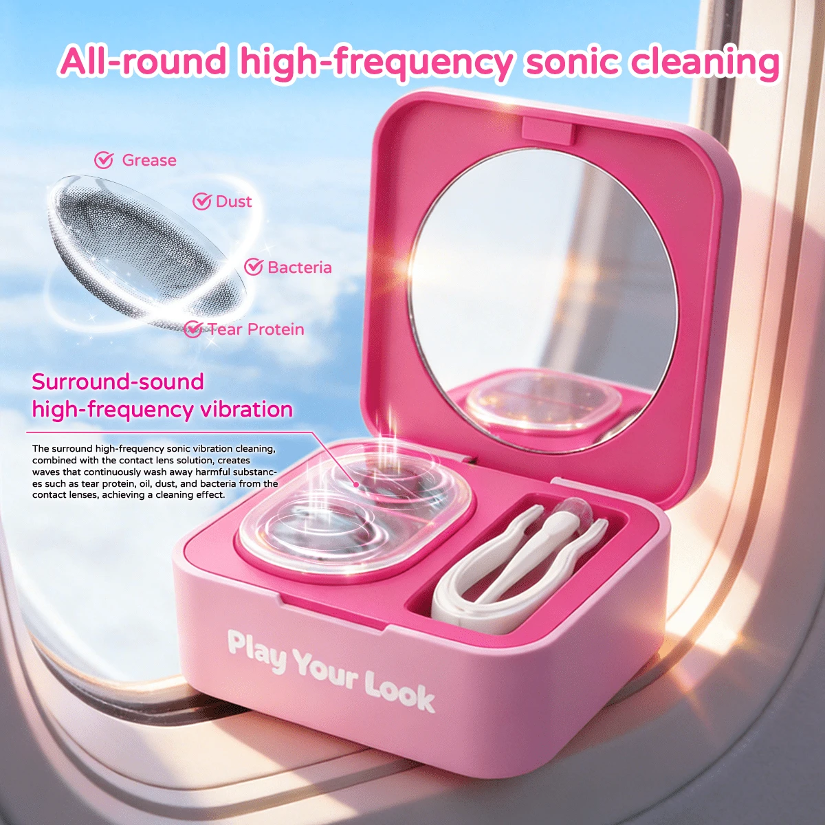 UYAAI Mini Cleaning Box Special Lens Care Case With Silicone Soft Bin Gentle Protection For Lenses Compact & Lightweight Portable Design Quiet Daily Lens Storage Solution Ideal For Home And Travel Use - Pink - View 1