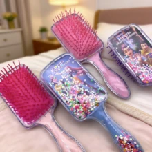(Random 1pc) K-POP Girl Group Square Air Cushion Hair Brush, Cartoon High-Gloss Long Handle Glitter Filled Hair Brush - Cute & Fashionable Beauty Lover's Gift, Helps Detangle Hair And Massage Scalp - Multicolor - View 3
