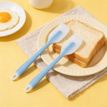 Small Silicone Spatula 8.2 Inch, 450°F Heat Resistant Flexible Scraper, Non-Stick Mini Turner For Precise Baking/Spreading/Mixing, Dishwasher Kitchen Tool (Pink/Lime/Mint Blue)[2/4 Packs] - Baby Blue - View 5