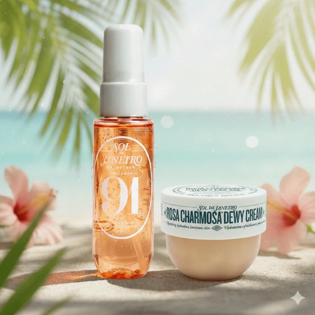 Sol de Janeiro Sol Fragrances Cheirosa 91 Perfume Mist 1fl.Oz(30ml) And Rosa Charmosa Dewy Cream (25ml)0.84fl.Oz With Rosewater + Crystal Peptides Mini Travel Size - 91#Rosa Charmosa - 查看 1