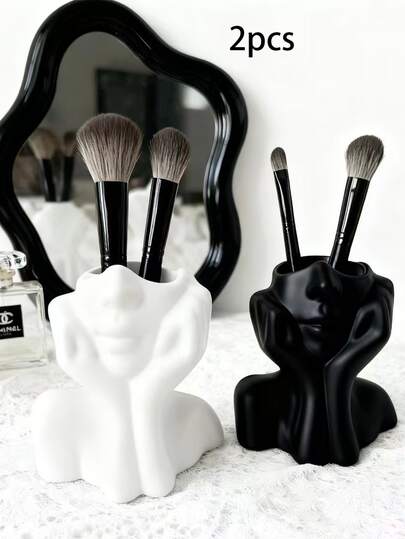Creative Human Body Art Shaped Multifunctional Desk Organizer Pen Holder, Makeup Brush Holder, Decorative Vanity Tray, High-End Stylish Desk Accessory