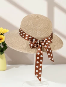 1pc, Ladies' Summer Straw Hat, Sunscreen Hat, Bucket Hat, Bohemian Style Hat, Suitable For Travel And Wearing - A - View 12