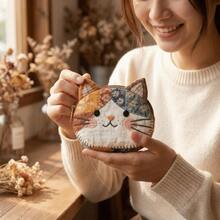 Cartoon Patchwork Coin Purse Cat Large Capacity Zipper Design Small Cosmetic Pouch Makeup Bag Home Travel Gift - Multicolor - View 7