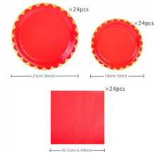 Rose Gold Edged Disposable Tableware Set, Including 7/9 Inch Paper Plates, Paper Cups, Paper Napkins, Suitable For Birthday Parties, Festivals, Gatherings, Picnics, Celebration Events, Wedding Tea Parties, Graduation Ceremonies - Hot Pink - View 14