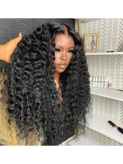 GABRIELLE 250 % Dichte, Deep Wave Lace Front Perücken aus Echthaar, vorgezupft, transparent, 13x4, 13x6, Deep Curly Lace Front Perücken aus Echthaar für Damen, sofort tragbar, 6x4, 5x5, 9x6, sofort tragbar, kleberlose Perücken aus Echthaar, vorgeschnittene lockige Lace Front Perücken aus Echthaar, brasilianisches Haar, tief gelockte Perücken für Damen, gebleichte Knoten, natürlicher Haaransatz, natürliche Farbe, 13x1 kurze Pixie Cut Perücke aus Echthaar