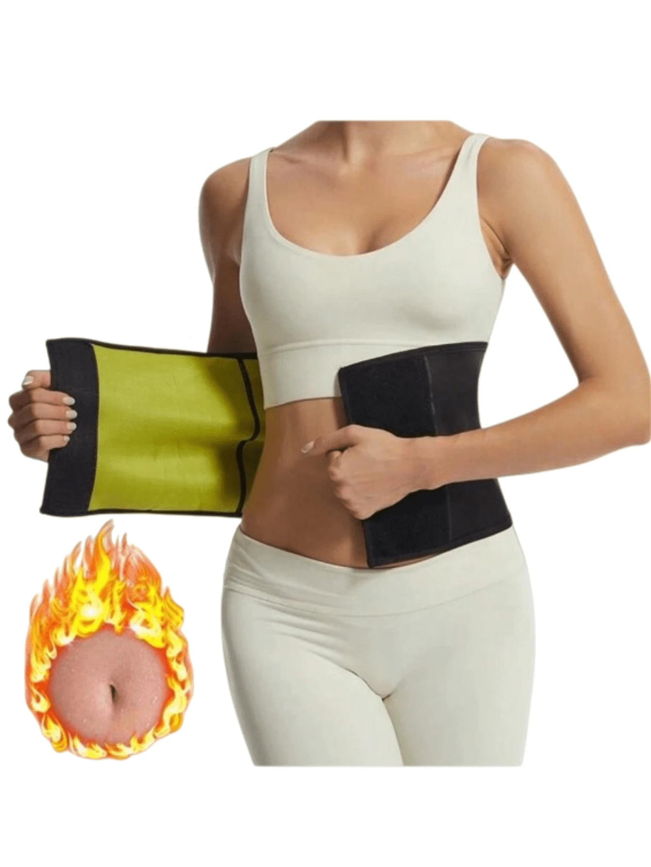 1pc Women's Waist Trainer Sweat Belt, Yoga Waist Cincher, Sports Waist Support Band, Sauna Sweat Wrap For Abdomen - Yellow - View 1