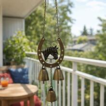 Lucky Horse Hoof Pendant, Vintage Iron Art Hanging Wind Chime, Creative Decorative With Bell Courtyard Hanging Ornament Balcony - Multicolor - View 6