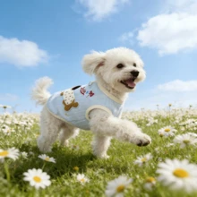 1pc Pet Vest, Cartoon Pattern Dog Vest Striped Pattern Breathable Cat Vest Breathable Pet Vest, Lightweight Polyester Material Soft Breathable Cute Bow Pattern Cat Vest Dog Vest, Suitable For Medium And Small Cats And Dogs - Multicolor - View 2