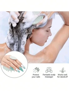 1pc Silicone Scalp Massage Brush, Hair Washing Brush, Bathing & Hair Styling Tool, Travel Essential, Women Hair Accessory - Multicolor - View 7