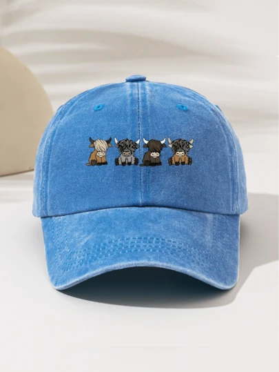 1pc Fashionable Minimalist Casual Versatile Unisex Must-Have High-Quality Decorative "Four Little Cows" Printed Design, Great Gift For Family And Friends