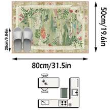 1件现代创意油画田园风格 - 清新自然风景，花草树木，柔软仿羊毛地毯，适用于浴室、厨房、玄关、走廊、床边、客厅、卧室，可机洗，家居装饰 - 彩色 - 查看 15