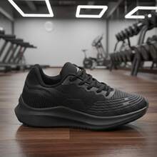 Women's Sneakers: Comfortable And Lightweight For Running And Gym - Black/Black - View 6