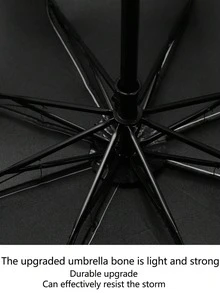 1pc Fully Automatic Umbrella, One-Click Open/Close, Highly Waterproof UPF50+ Black UV Protection Coating, Dual-Use Sun And Rain Umbrella, 210T Polyester Fabric, 8 Ribs, Casual Minimalist Style, Portable Travel Umbrella, Outdoor Sun Protection, Reverse Folding Umbrella, Beach Essential, Graduation Season, Summer Essential, Umbrella/Folding Umbrella/Windproof Umbrella/Folding Umbrella/Umbrella/Automatic Umbrella/UV Protection Umbrella - A - View 3