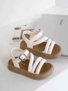 2026 Nuevas sandalias de verano para niñas de 1 a 8 años, de uso diario, con múltiples correas, punta abierta y suela blanda, sandalias para niñas para uso en exteriores y playa - Blanco - Ver 2