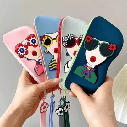 Silicone Glasses Case, Convenient Storage, With Lanyard, Suitable For Travel And Carrying. Waterproof And Shockproof, Can Effectively Protect Glasses And Regular Eyeglasses From Dust, An Ideal Fashionable Eyewear Storage Accessory.