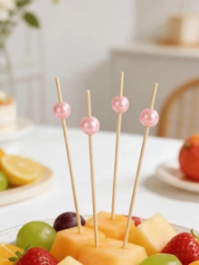 200/100支粉色珍珠水果蛋糕一次性水果签，适用于派对甜点、蛋糕、饮品、开胃菜、三明治、水果、圣诞派对用品、圣诞礼物 - 查看 9