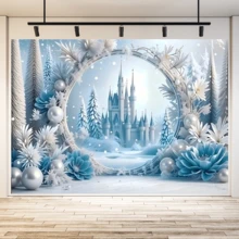 1pc Cold Theme Polyester Birthday Background, Made Of Polyester Material, With Pearls And Various Flower Background Decorations, Stylish Square Wall Decoration, Suitable For Valentine's Day And Birthday Celebration Events, Movie Theme Hanging Decoration, Suitable For Families, Dormitories, Rooms - No Electricity Required - Black - View 4