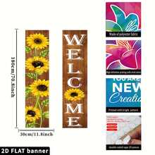 2D Flat Sunflower Design "Welcome" Couplet, Non-Illuminated, Made Of Polyester Fabric - 1 - View 7