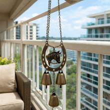 Lucky Horse Hoof Pendant, Vintage Iron Art Hanging Wind Chime, Creative Decorative With Bell Courtyard Hanging Ornament Balcony - Multicolor - View 7