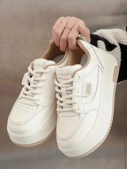 Zapatillas Casual,Zapatillas Casual Mujer,Zapatillas Casual Mujer Colores Sólidos,Zapatillas Casual Mujer Cordones Sencillos,Zapatillas Casual Mujer Fondo Grueso,Zapatillas Casual Mujer Cordones Otoño,Estilo Moderno Casual,Cómodo y Estiloso,Diseño Minimalista,Adecuado para Combinar con Cualquier Traje,Ligero y Casual,Transpirable,Usable y Antideslizante