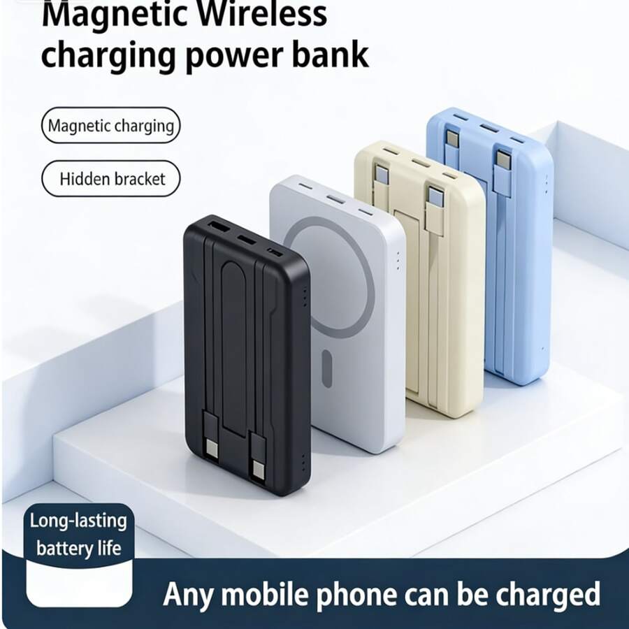 10000mAh High-Speed Fast Charging Portable Power Bank – Built-In USB-C Charging Cable With Convenient Foldable Phone Stand & Dual Output Ports, Wide Compatibility With IPhone17/16/15/14/13 & All Android Devices, Ultra-Compact Lightweight Design Easy To Carry Anywhere, Perfect Holiday & Birthday Gift For Family And Friends