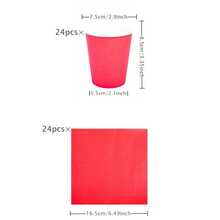 Rose Gold Edged Disposable Tableware Set, Including 7/9 Inch Paper Plates, Paper Cups, Paper Napkins, Suitable For Birthday Parties, Festivals, Gatherings, Picnics, Celebration Events, Wedding Tea Parties, Graduation Ceremonies - Hot Pink - View 12