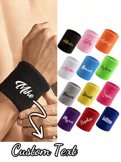Fascia sportiva personalizzabile, fascia sportiva personalizzata, fascia da polso per basket e badminton, possibilità di personalizzare con il tuo nome, unisex, supporto e protezione per i polsi - fascia da polso per tennis, basket, badminton - assorbente del sudore, regolabile - essenziale per l'allenamento fitness, fascia da polso assorbente del sudore specifica per il tennis, adatta come regalo per famiglia, amici, fidanzata, fidanzato, adatta per compleanni, festività e regali di Pasqua