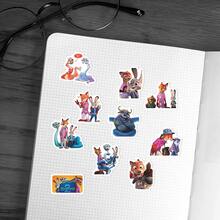 100张迪士尼《疯狂动物城2》贴纸，包括朱迪·霍普斯、尼克·王尔德、加里、闪电、芬尼克、博戈局长、剪羊毛工等角色，防水贴纸，适用于书籍、日记本、手机壳、笔记本电脑、平板电脑、水瓶等，适合作为节日、生日礼物或奖励。 - 彩色 - 查看 2